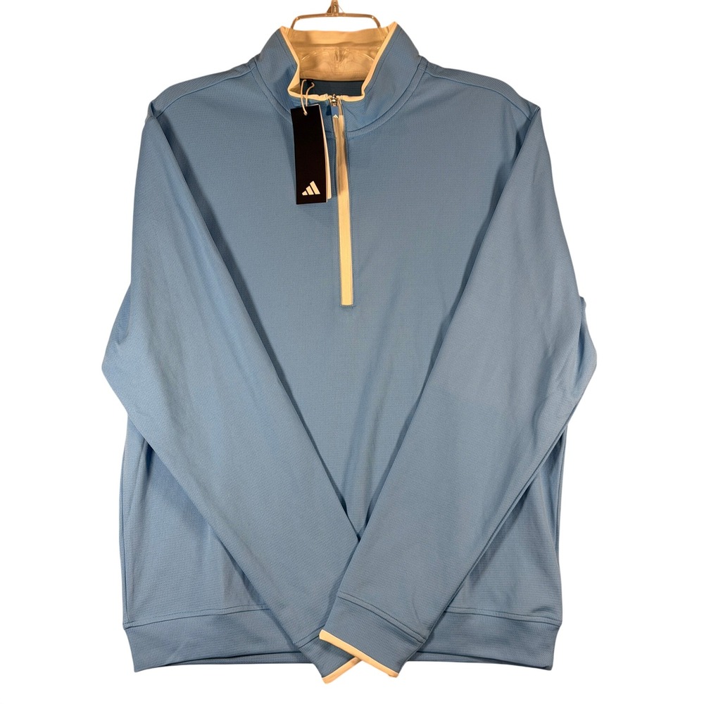 Adidas Core Lightweight 1/4 Zip Golf Pullover Semi Blue Burst IU4510 Mens M NWT